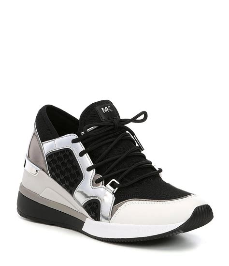 mk black sneakers|michael kors black leather sneakers.